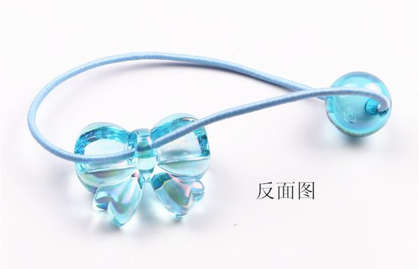 

2 pcs new acrylic butterfly ball hair circle elastic hair bands handmade women barrette girls hair accessories, Slivery;white