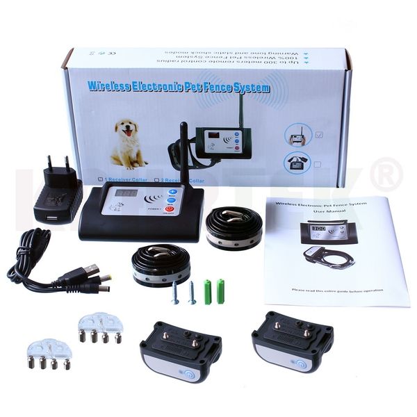 

kphrtek 882c new arrival rechargeable wireless electronic pet dog fence system for 2 dog 2 receiver dog training collar 27g9