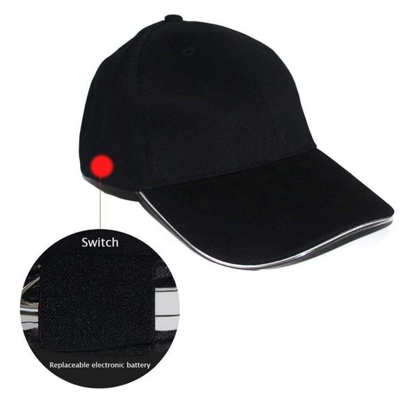 

2019 led lights fishing hat camouflage cap for night fishing hunting fishing tackles hiking cap with batteries 7 color colorful, Black;white