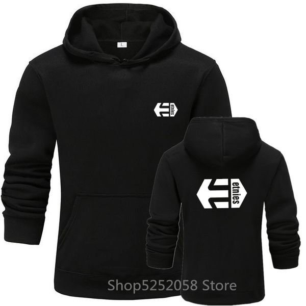 

brand etnies men long sleeve hoodies etnies letter printed casual hoodies mens fleece fashion hip hop hoody mens sweatshirt, Black