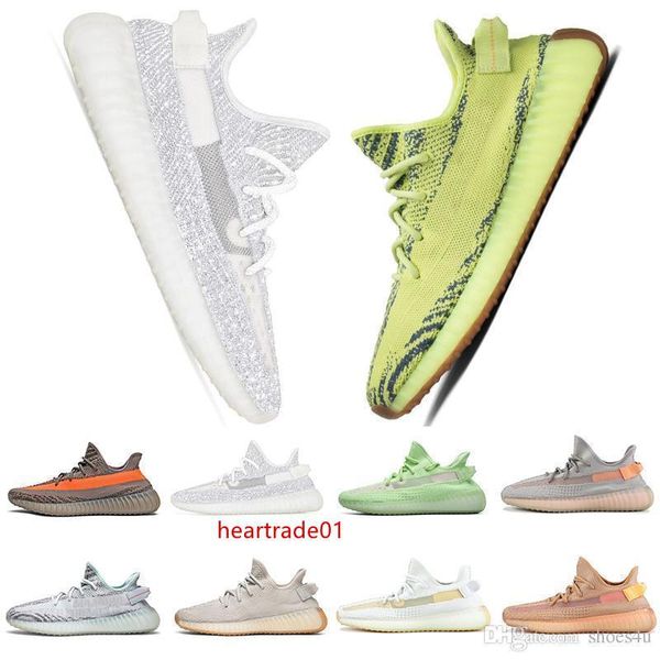 

kanye west v2 static reflective men women butter semi frozen yellow blue tint zebra cream white mens women running designer shoes