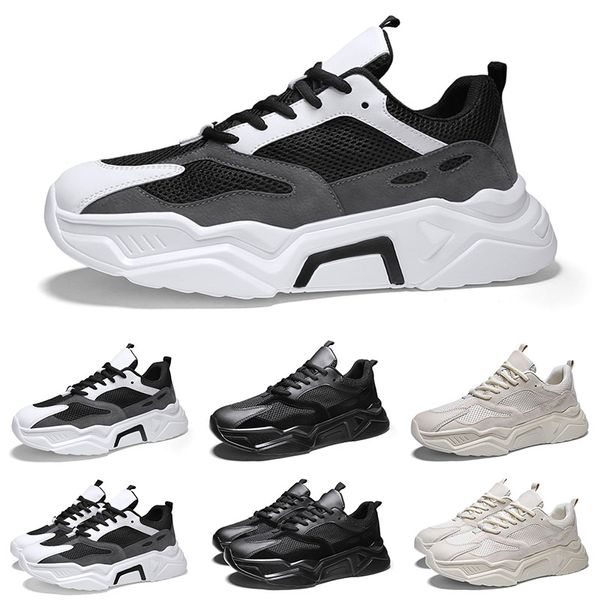 Chegada nova venda quente homens sapatilhas preto branco bege pai correndo sapatos para treinadores de lona tênis