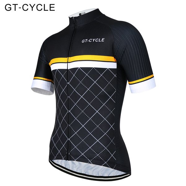 

gt-cycle summer cycling jersey mountain bike clothing quick-dry racing mtb bicycle clothes lycra sleeve cycling clothing uniform, Black;red