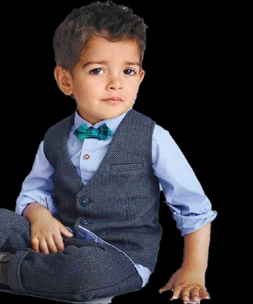 

boy suit dress long sleeve shirt vest trousers gentleman bow tie gentleman suit four piece set of boy treasure, White