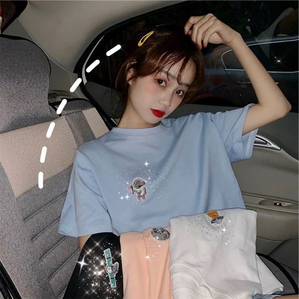 

women's 2019 short-sleeved t-shirt harajuku style loose versatile half-sleeved girlfriends clothes women's 2019 short-sleeved t-sh, White