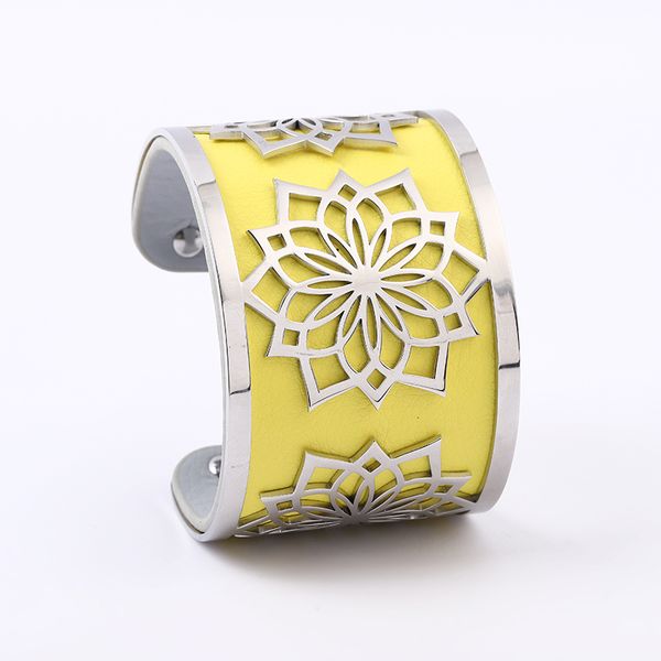 

christmas tree diy stainless steel bracelets bangles for women accessories 12 color reversible leather cuff bangles pulseiras, Black