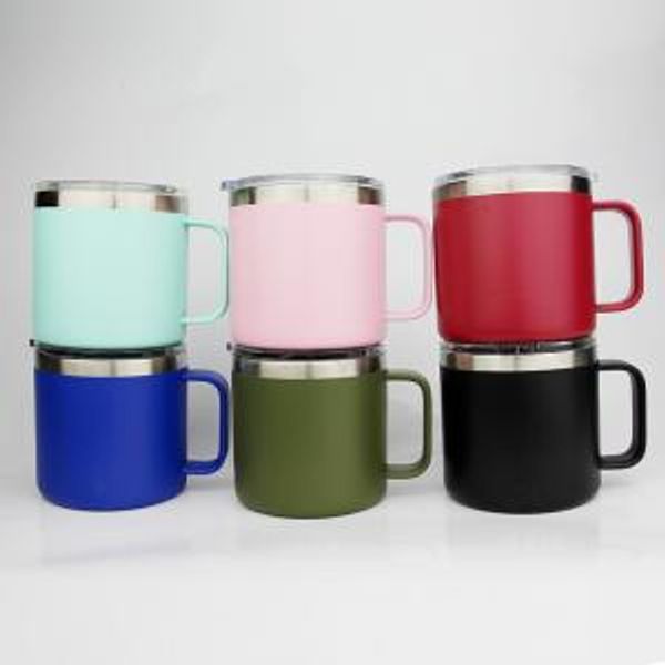 

14oz handle mug 6 color tainle teel double wall vacuum in ulated coffee tea cup with lid with logo ooa6219