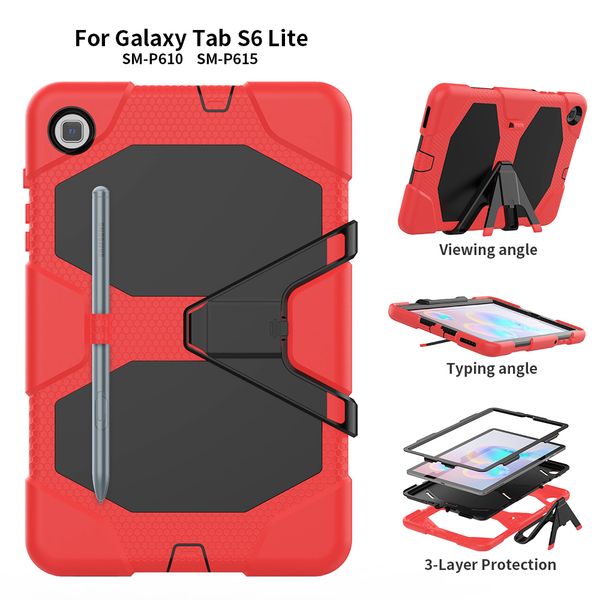 

defender shockproof robot case military heavy duty silicone cover with stand hoder tablet case for samsung tab s6 lite p610 ipad 10.2