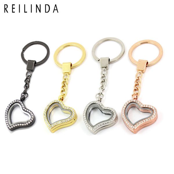 

1pcs heart floating locket keychain key rings alloy magnetic memory living locket key chains fit for floating charms wholesale, Silver