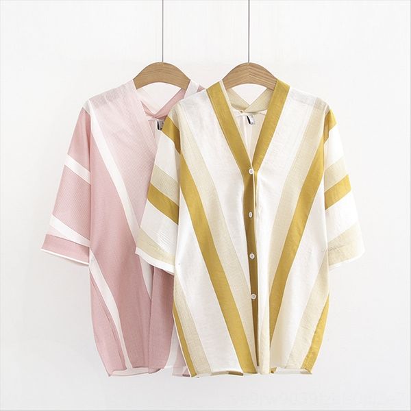 

2019 лето немного жира мм в западном стиле живота покрытие тонкий полосатая рубашка платье верхней одежды рубашки женщин размер крупных рыхл, White