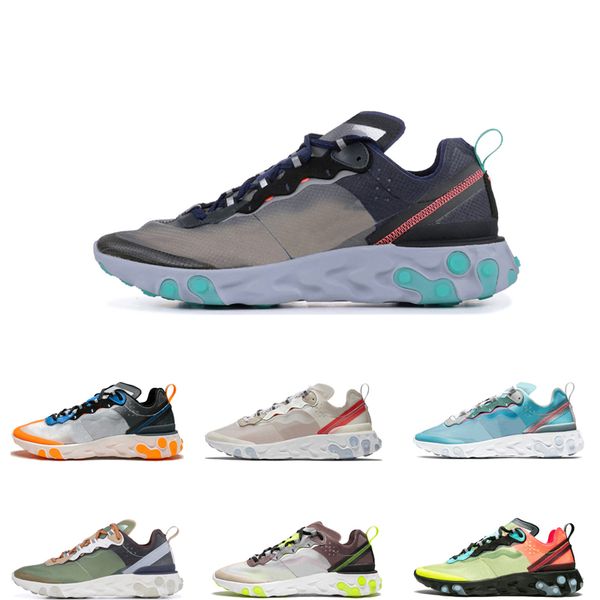 

2019 undercover react element 87 running shoes for men women neptune green total orange royal tint athletic sneakers size 36-45