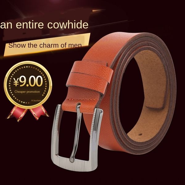 

split pin buckle men's casual business leather belt leather belt men's, Black;brown
