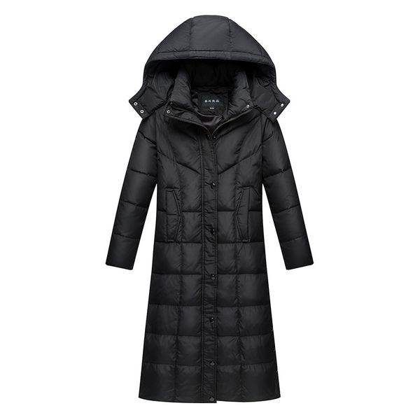

2019 new long winter down jacket female thick large size women coat fashion slim white duck down winter clothing women coat, Black