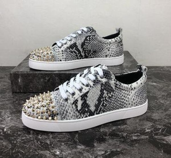 

designer red bottom loafers for men women casual shoes genuine leather slip on platform sneakers wedding party flats men shoes plm86, Black