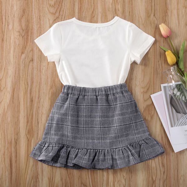 

2pcs summer toddler kids baby girls t-shirt +skirt dress outfits clothes set
