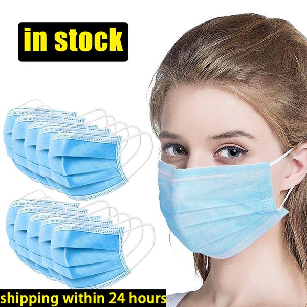 

in stock disposable face masks mouth thick 3-layer masks with earloops for salon home use comfortable pm2.5 mask