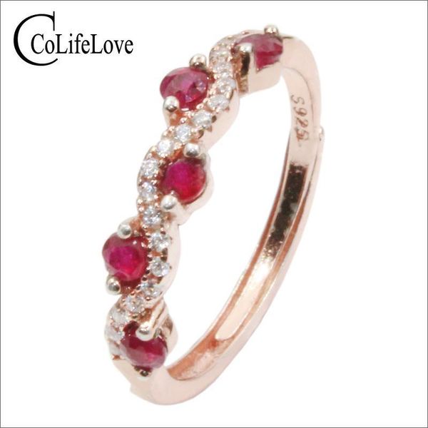 

colife jewelry fashion 925 silver ruby ring for young girl 2.5mm round natural ruby silver ring sterling silver ruby jewelry