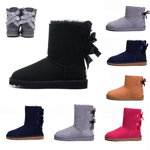 

wgg bow rosette bow-knot knee boots half ankle boots australia black grey chestnut navy blue red brown women girl snow boots us5-10