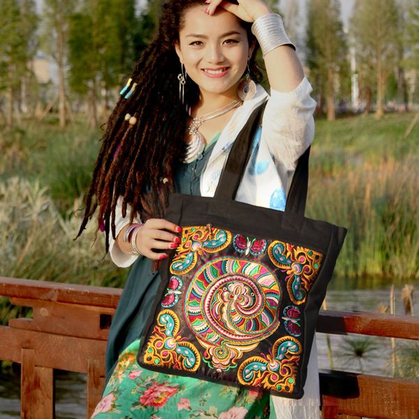 

ethnic women's original embroideries break cocoon into butterfly canvas one shoulder versatile women's bag