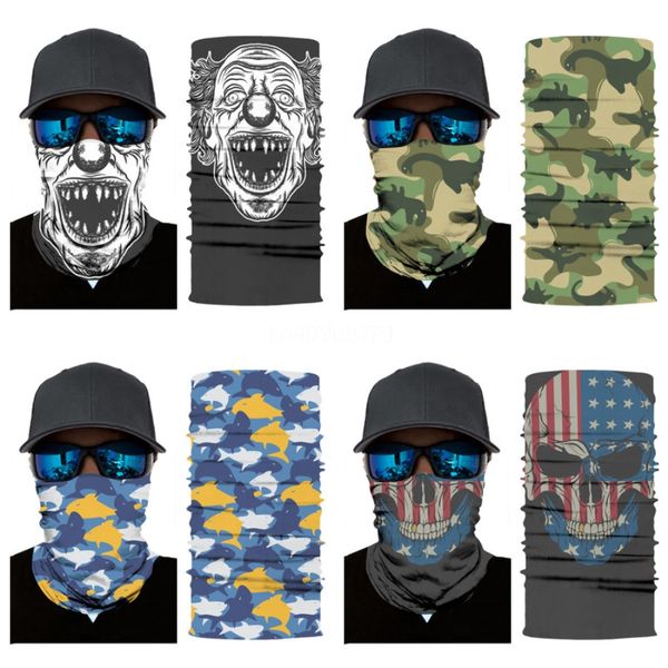 

3 1pcs printing magic bandana face neck er skull scarf cycling headwear multifunctional skull scarf outdoor fishing sports #881#623, Blue;black
