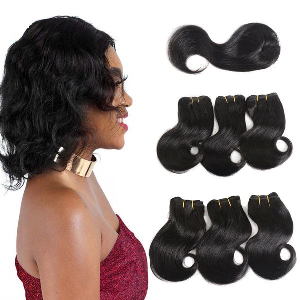 

100% волос на тело волос человеческих волн человеческого тела пучков волну с закрытием, Black