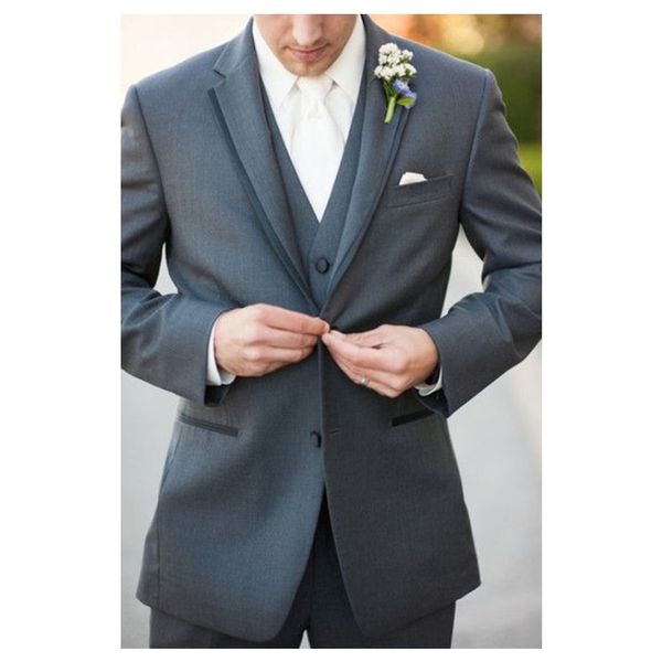 

2019 wool gray wedding tuxedos retro gentleman style custom made men's suits tailor suit blazer suits for men 3 piece (jacket+pants+ves, Black;gray