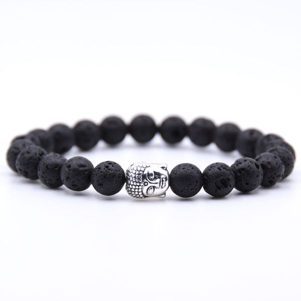 

niuyitid lava stone bead bracelet for women men fashion handmade buddha bracelet christmas jewelry male hand accessories, Black