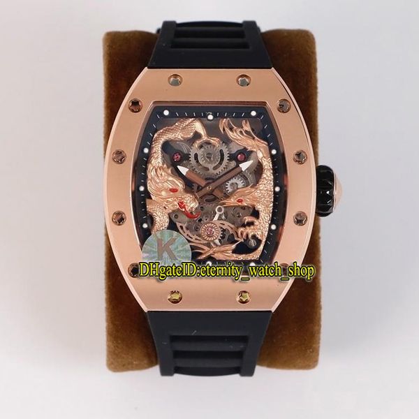 

r best edition rm 51-01 3d dragon phoenix totem skeleton dial japan miyota автоматические мужские часы rm51-01 корпус из розового золота рез, Slivery;brown