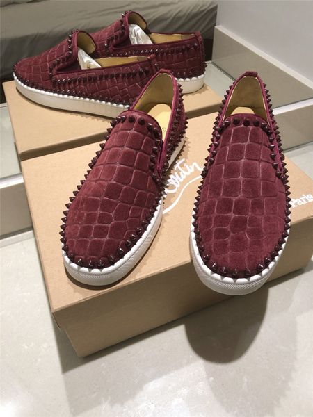 

fast shipping platform men and women shoes wild vintage luxury rhinestone rivets women's shoes men's shoes loafers casual red outs, Black