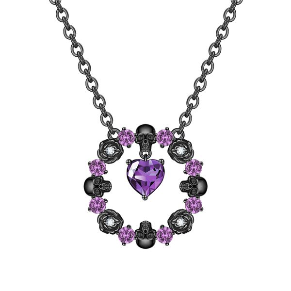 

skull women zircon crystal black necklaces valentine's day wedding gift jewelry dropshipping, Silver