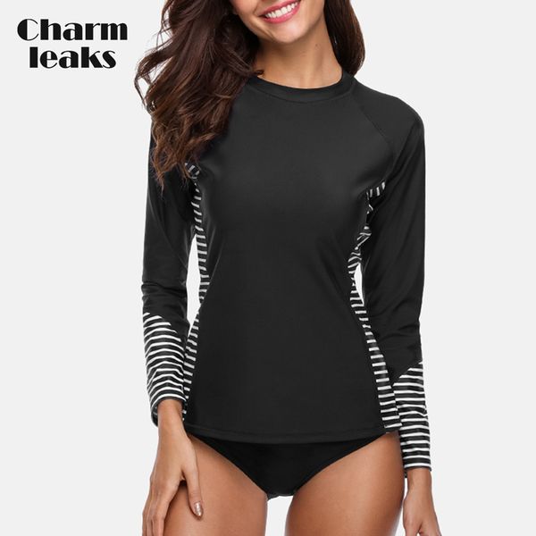 

charmleaks women rash guard swimwear long sleeve rashguard biking shirts surf rushguard running shirt swimsuit upf 50
