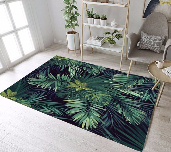 

tropical leaves area rugs and flannel monstera carpet for kids baby home living room bedroom cushion floor door kitchen bath mat