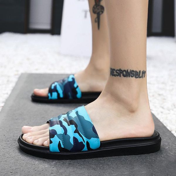 

new designer rubber slide sandal floral men slipper gear bottoms flip flops light striped beach slippers camouflage flip-flops, Black