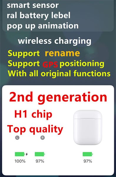 

Air 2nd generation rename earphone wirele charging with mart en or bluetooth earphone gp po itioning h1 chip for airpod head et