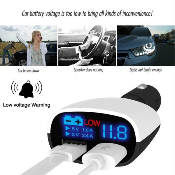 

universal car charger 3.4a dual usb car charger adapter cigarette lighter with led screen intelligent ic