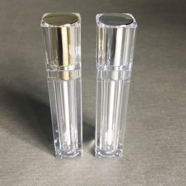

luxury 8ml plastic lip gloss packaging containers gold silver square clear lip gloss tube liquid lipgloss refillable bottles containers