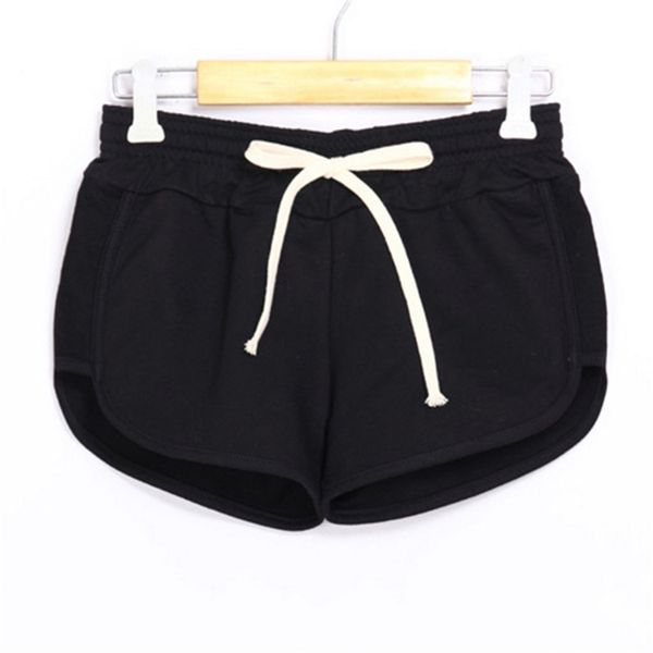 

women's sports shorts fitness shorts elastic mid-waist running breathable cotton, White;black