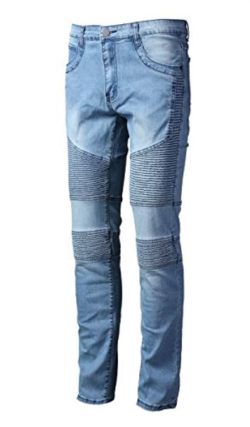 

david.ann men's ripped slim straight biker jeans, Blue