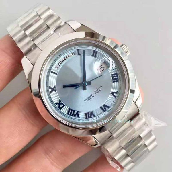 

2020 asian 2813 41mm platinum ice blue roman character men's watch 218206 automatic watch watch christmas gift, Slivery;brown