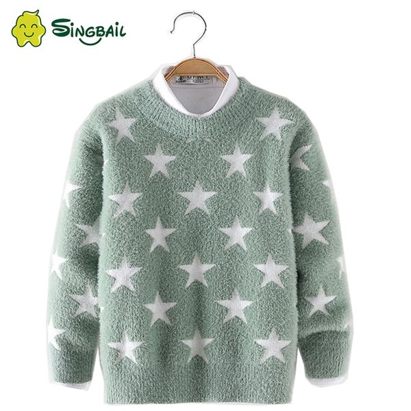 

singbail 2020 boys wool sweater spring autumn full sleeves stars printed kids pullovers children knitted sweaters boys clothing, Blue
