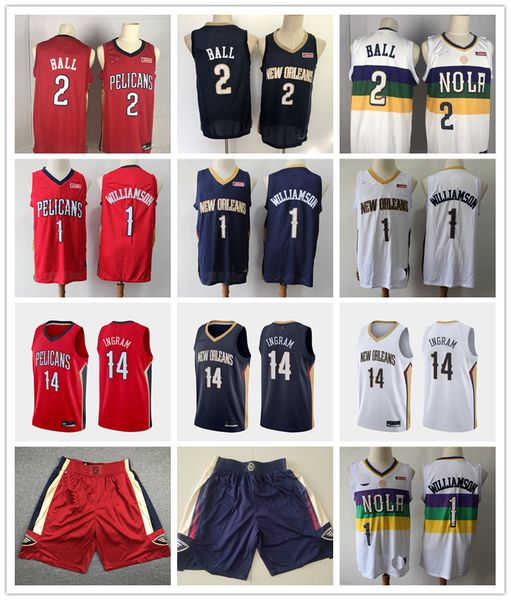 

men new orleans pelicans 1 zion williamson 2 lonzo ball 14 brandon ingram black throwback basketball nba jersey, Black;red