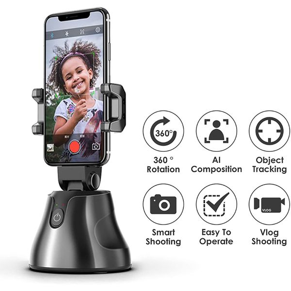 Tracciamento automatico Smart Shooting Supporto per telefono Smartphone Selfie Shooting Gimbal Oggetto Rotazione a 360° Supporto per tracciamento automatico del volto per tutti i telefoni