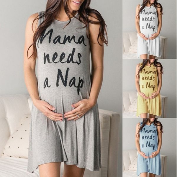 

maternity dresses bunvel women pregnant sleeveless letter printed pregnancy dress womens clothing, White