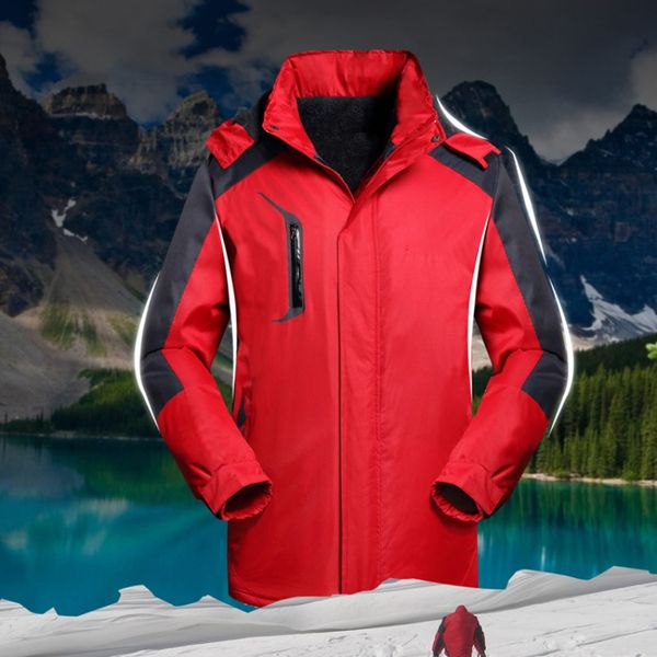 

plus velvet thick windproof waterproof mountaineering waterproof jacket softshell jacket men autumn winter women11, Blue;black