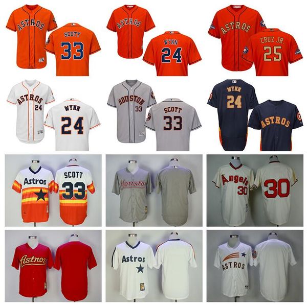 

vintage baseball 24 jimmy wynn jersey 33 mike scott 25 jose cruz flexbase cool base pullover pinstripe 1980 2006 bp retire orange white, Blue;black
