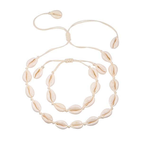 

new bohemian beach necklace fashion black rope chain natural cowrie shell choker bracelet collar boho women summer beach jewelry, Silver