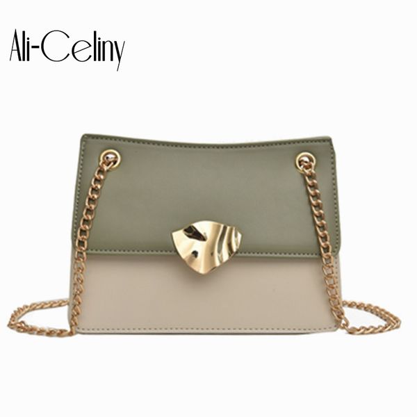 

original design 2020 new joker western style girl shoulder bag buckle contrast chain messenger square bag