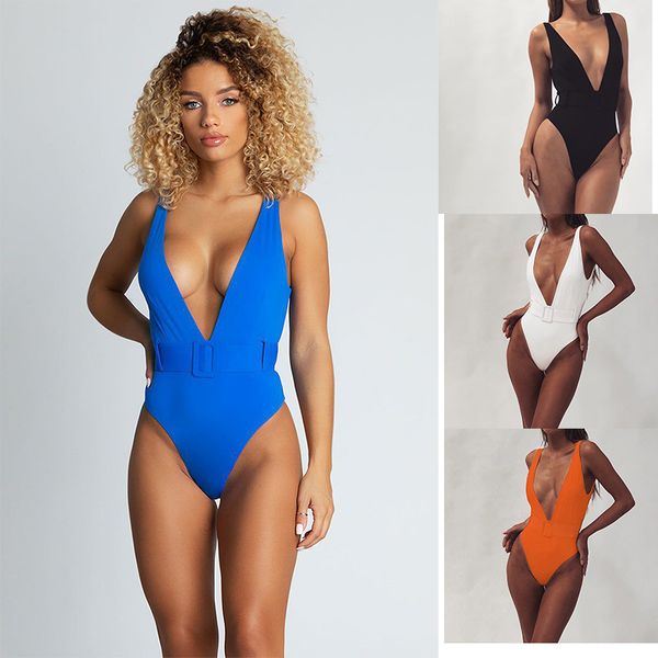 

one-piece swimsuit european and american leopard belt buckle women designer bathing suits one-piece bikini explosion female