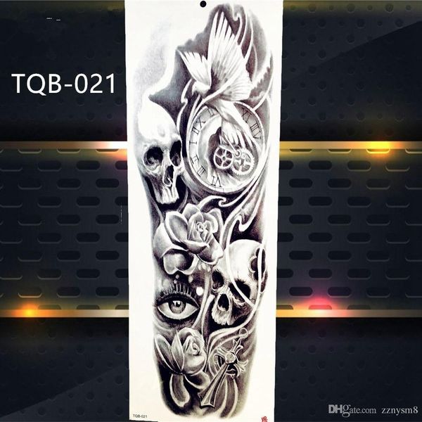 Acheter 13 Images Squelette Crâne Bouddha Dragon Tigre Amovible Diy Imperméable à Leau Temporaire Tatouage Body Art Autocollants 48 17cm De 081