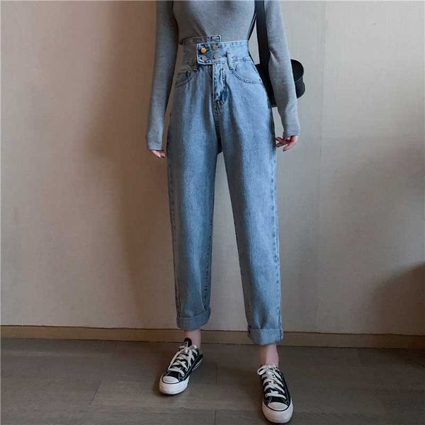 

loose jeans for girls blue soft wash high waist women denim pants